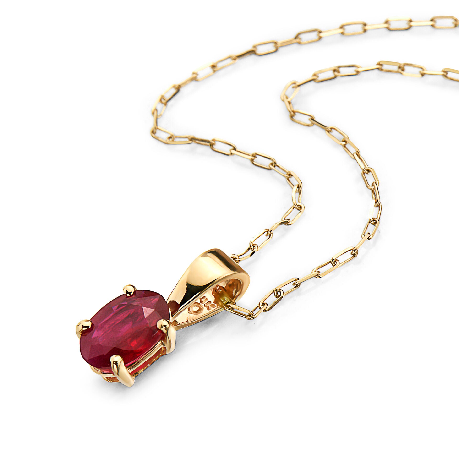 3/8 cts Red Ruby Necklace in 14K Yellow Gold by Birthstone - BirthStone.com