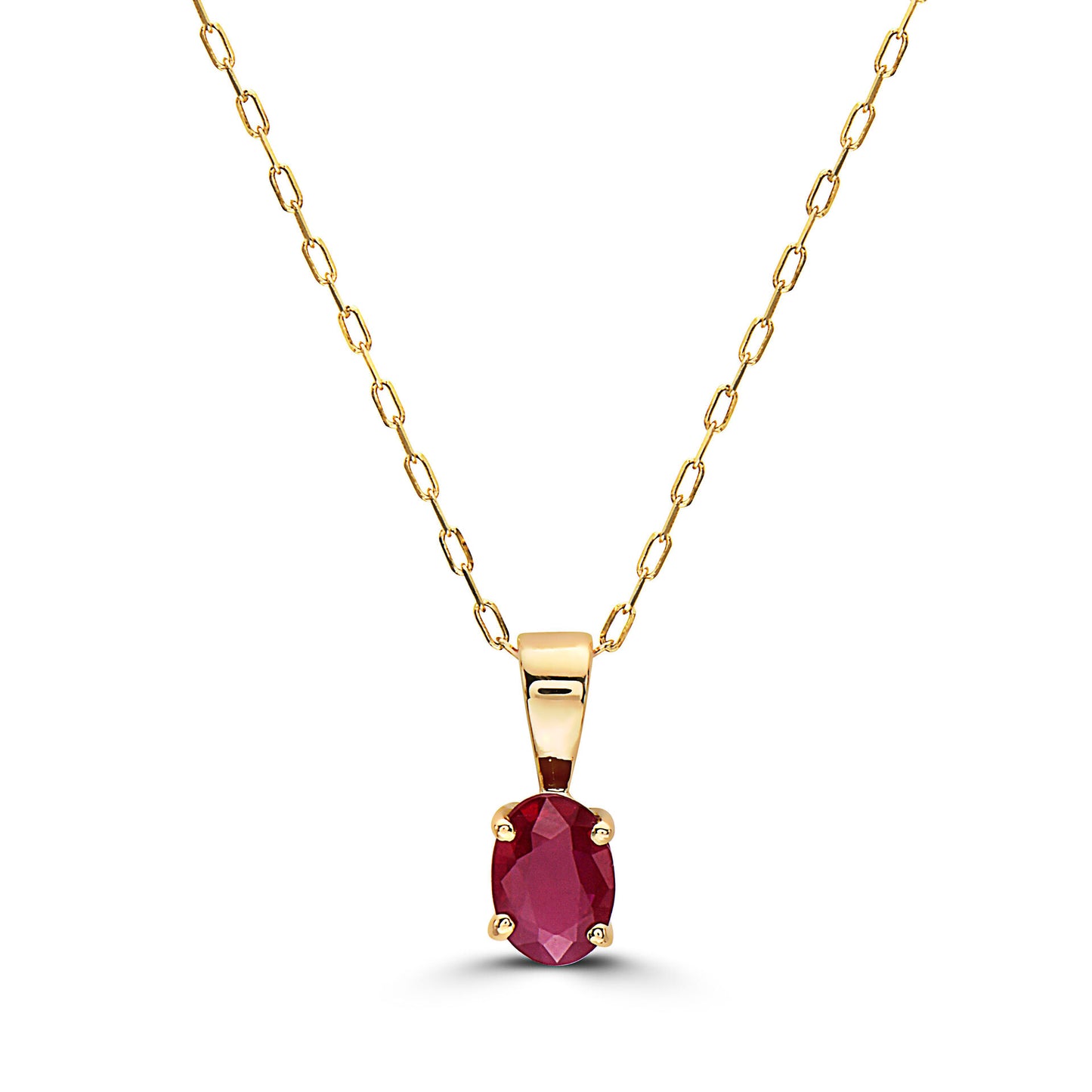 3/8 cts Red Ruby Necklace in 14K Yellow Gold by Birthstone - BirthStone.com