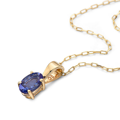 3/8 cts Blue Tanzanite Necklace in 14K Yellow Gold by Birthstone - BirthStone.com