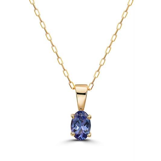 3/8 cts Blue Tanzanite Necklace in 14K Yellow Gold by Birthstone - BirthStone.com