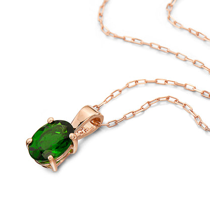 3/4 cts Green Chrom Diopside Necklace in 14K Rose Gold by Birthstone - BirthStone.com