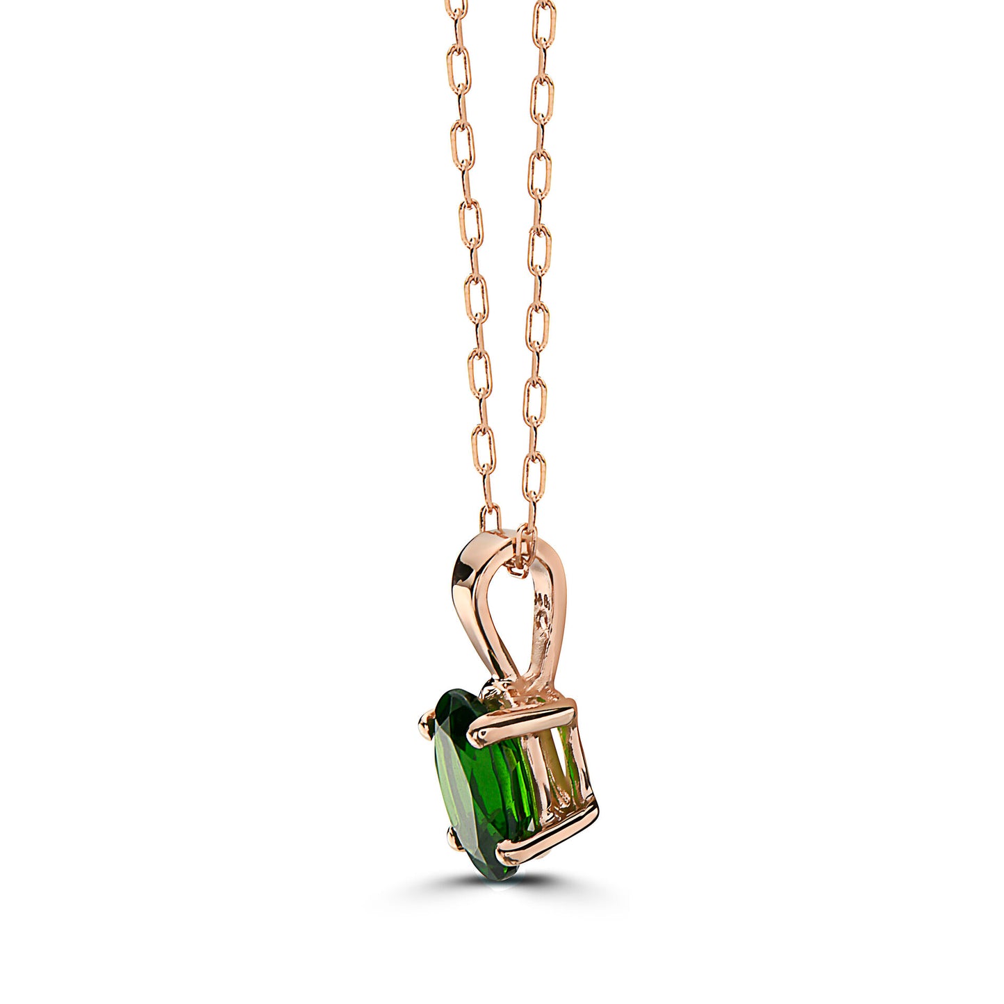 3/4 cts Green Chrom Diopside Necklace in 14K Rose Gold by Birthstone - BirthStone.com