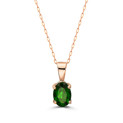 3/4 cts Green Chrom Diopside Necklace in 14K Rose Gold by Birthstone - BirthStone.com