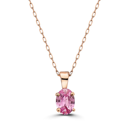 5/8 cts Pink Sapphire Necklace in 14K Rose Gold by Birthstone - BirthStone.com