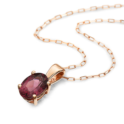 3/4 cts Red Rhodolite Garnet Necklace in 14K Rose Gold by Birthstone - BirthStone.com