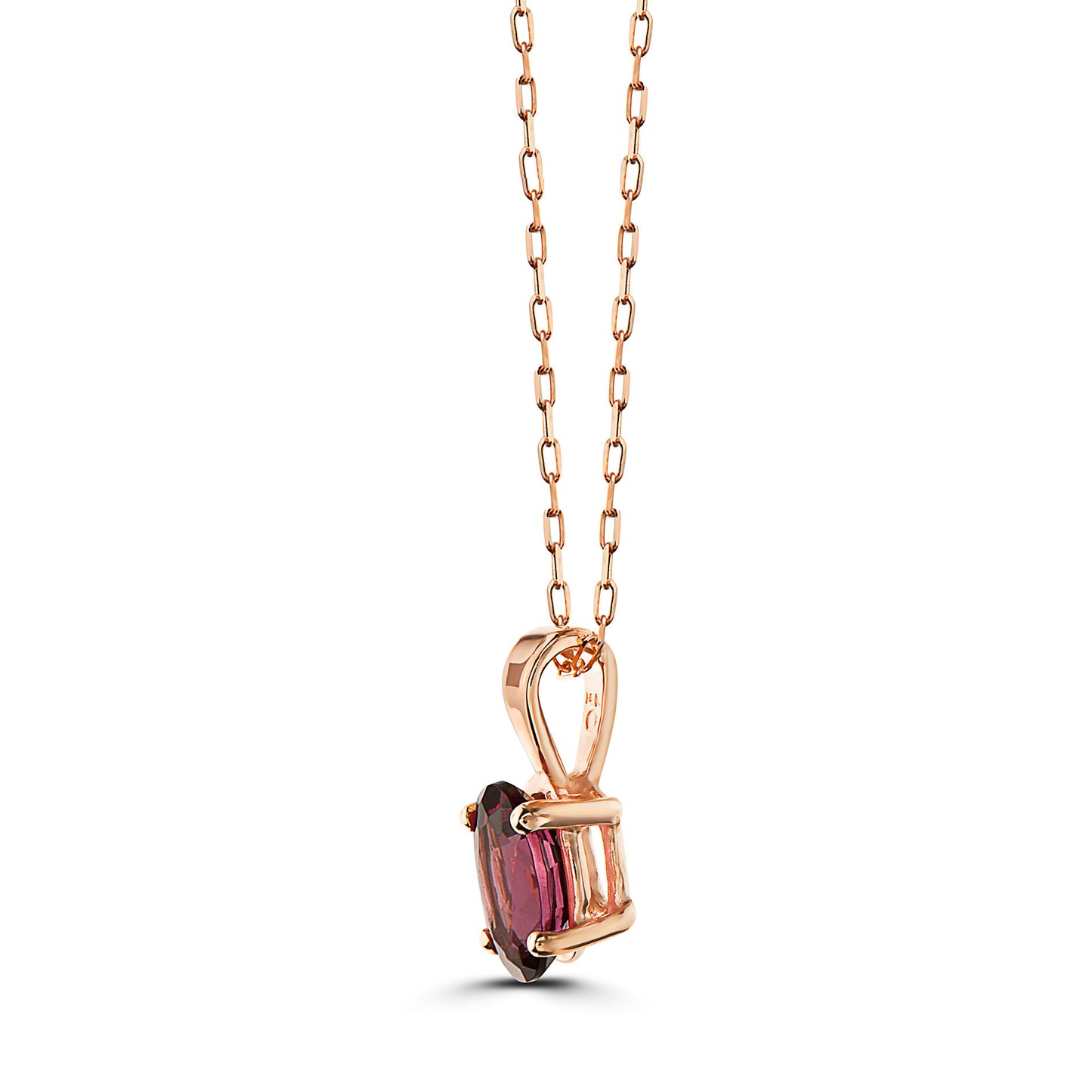 3/4 cts Red Rhodolite Garnet Necklace in 14K Rose Gold by Birthstone - BirthStone.com