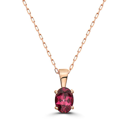 3/4 cts Red Rhodolite Garnet Necklace in 14K Rose Gold by Birthstone - BirthStone.com