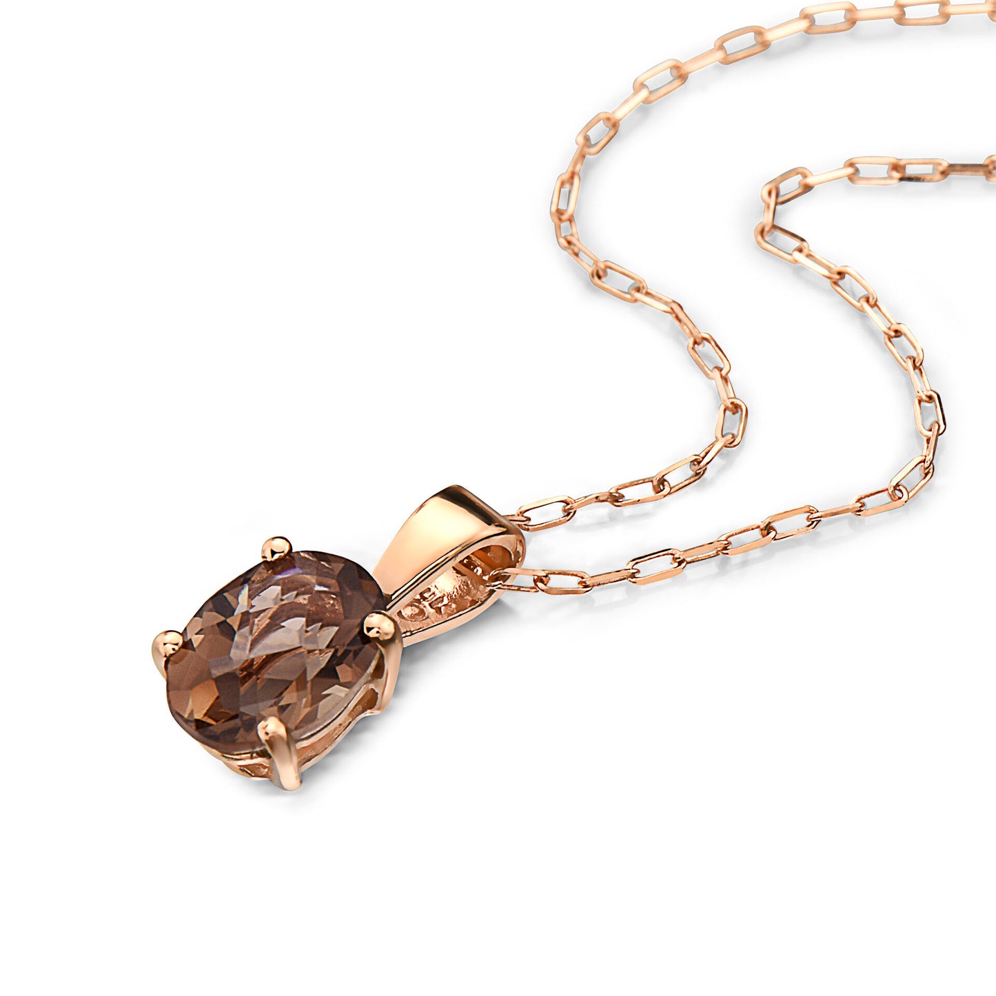 5/8 cts Brown Smoky Quartz Necklace in 14K Rose Gold by Birthstone - BirthStone.com