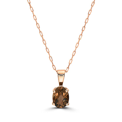 5/8 cts Brown Smoky Quartz Necklace in 14K Rose Gold by Birthstone - BirthStone.com