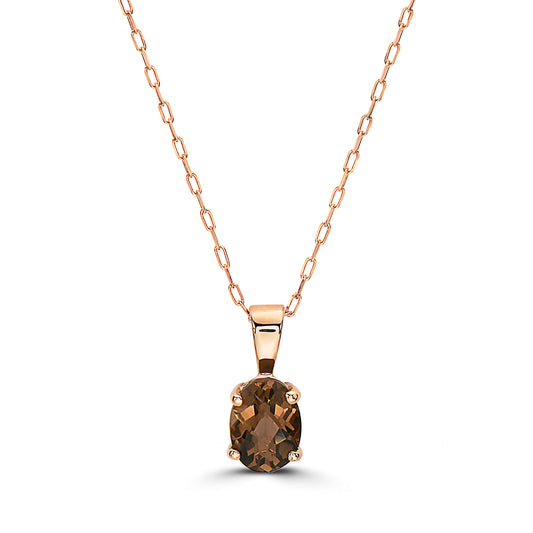 5/8 cts Brown Smoky Quartz Necklace in 14K Rose Gold by Birthstone - BirthStone.com