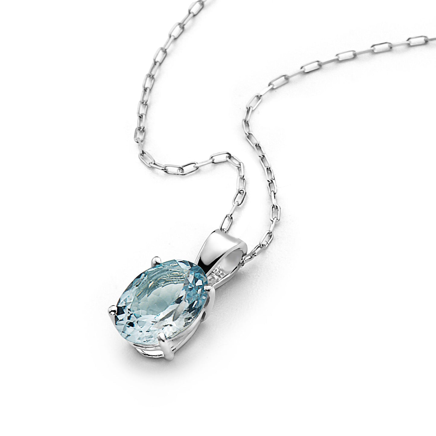 1/2 cts Blue Aquamarine Necklace in 14K White Gold by Birthstone - BirthStone.com