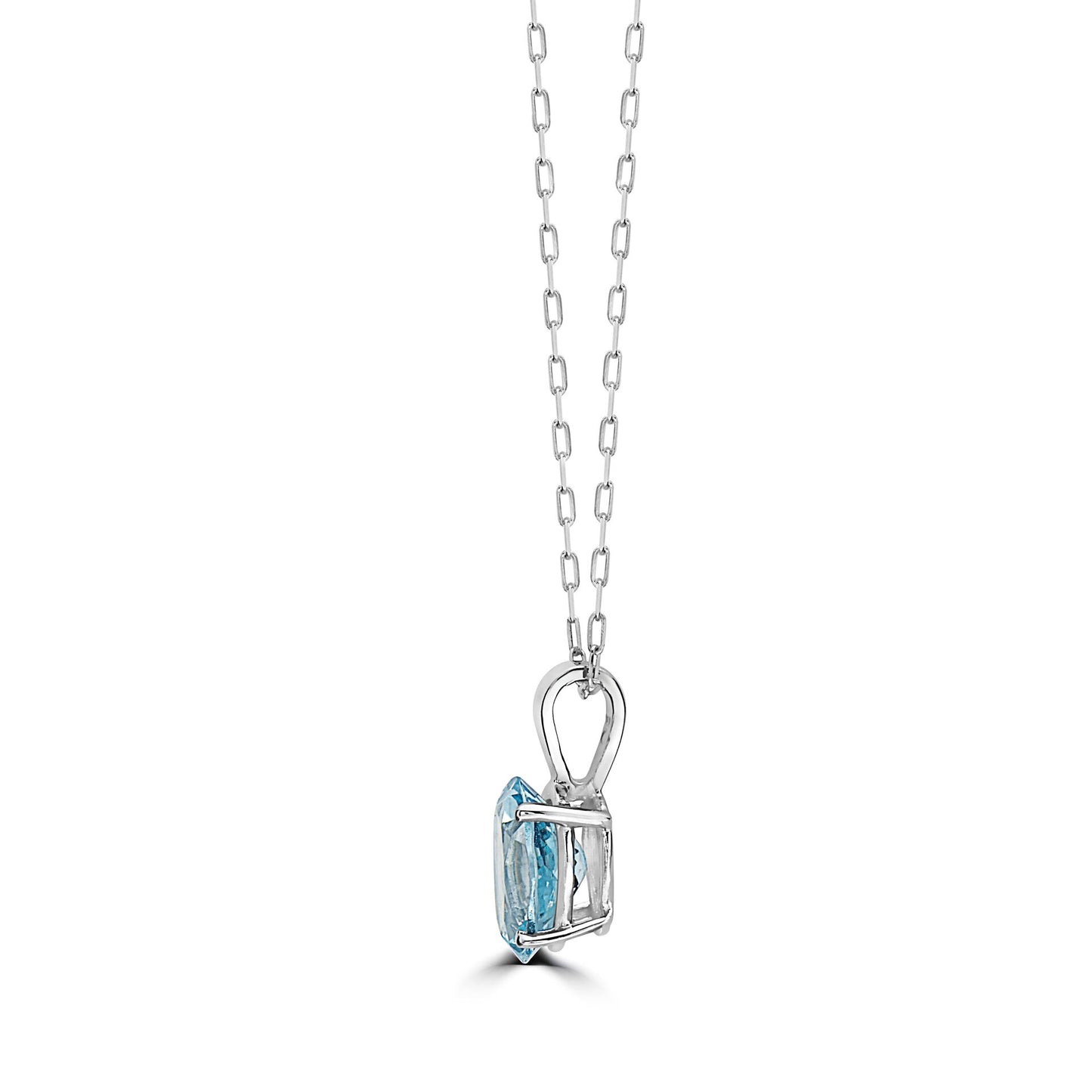 1/2 cts Blue Aquamarine Necklace in 14K White Gold by Birthstone - BirthStone.com