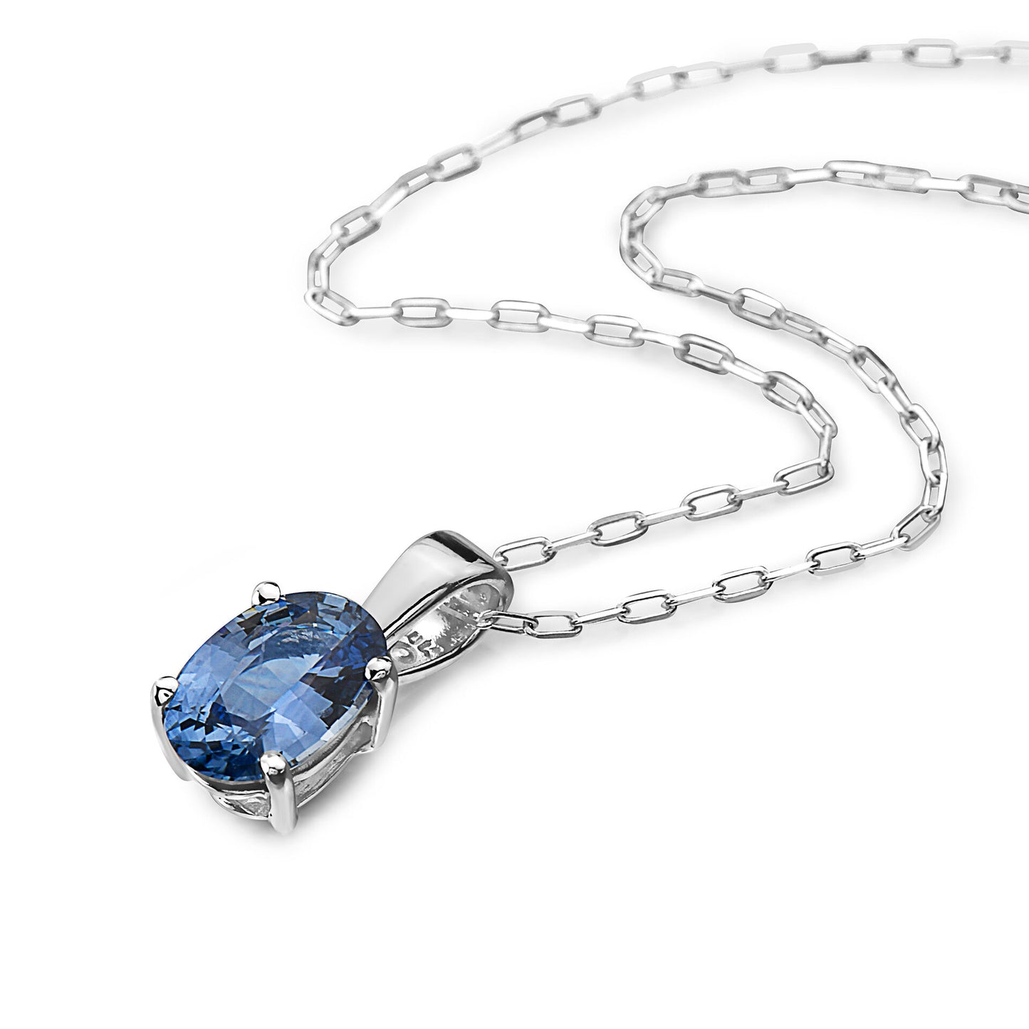 3/4 cts Blue Sapphire Necklace in 14K White Gold by Birthstone - BirthStone.com