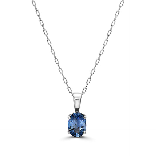 3/4 cts Blue Sapphire Necklace in 14K White Gold by Birthstone - BirthStone.com