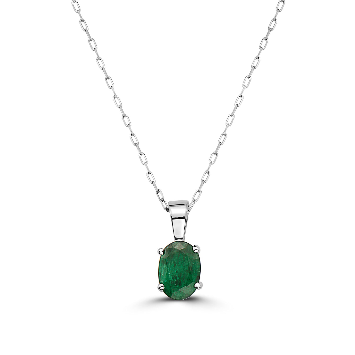 14K WHITE GOLD NEW EMERALD PENDANT