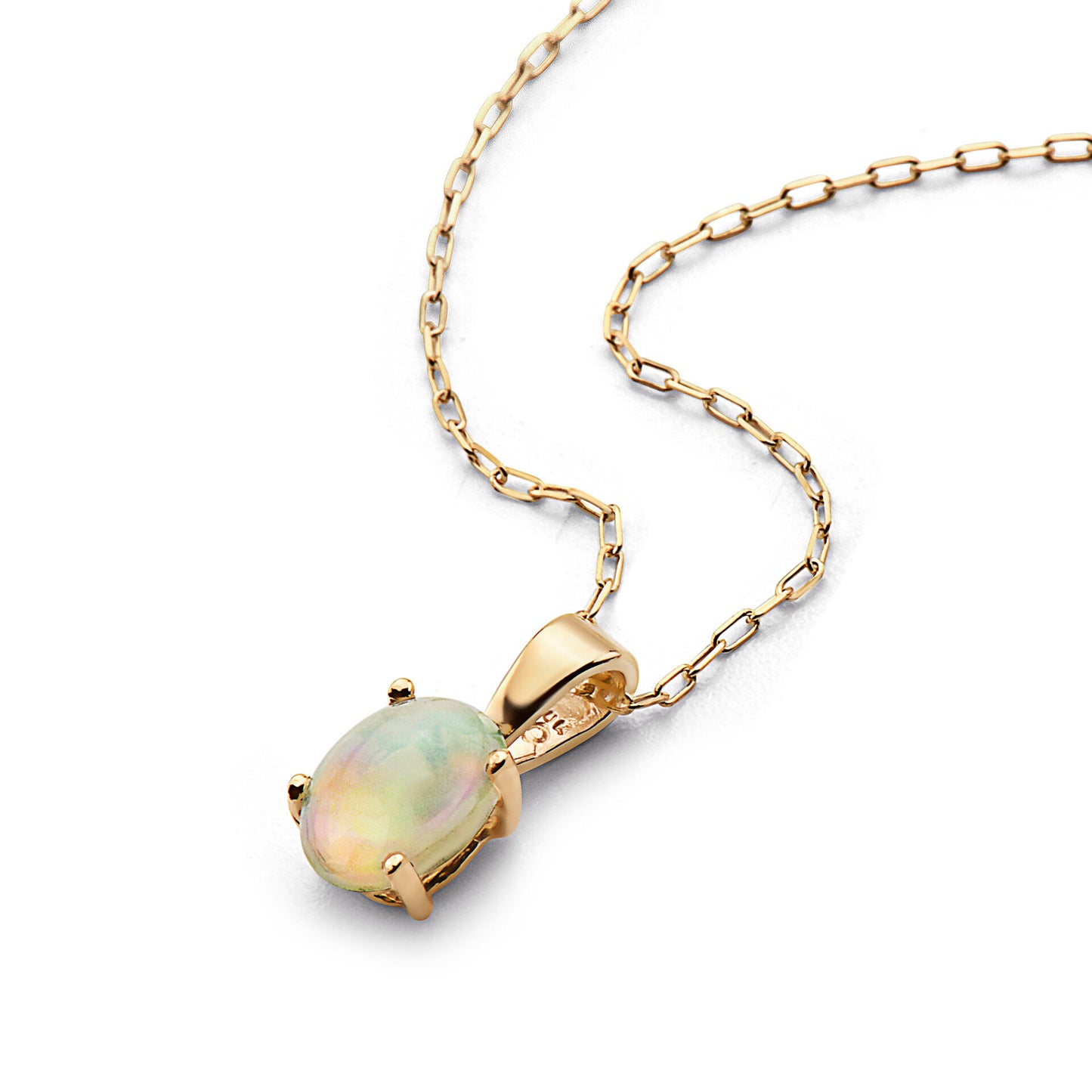 3/8 cts Multi-Color Opal Necklace in 14K Yellow Gold by Birthstone - BirthStone.com