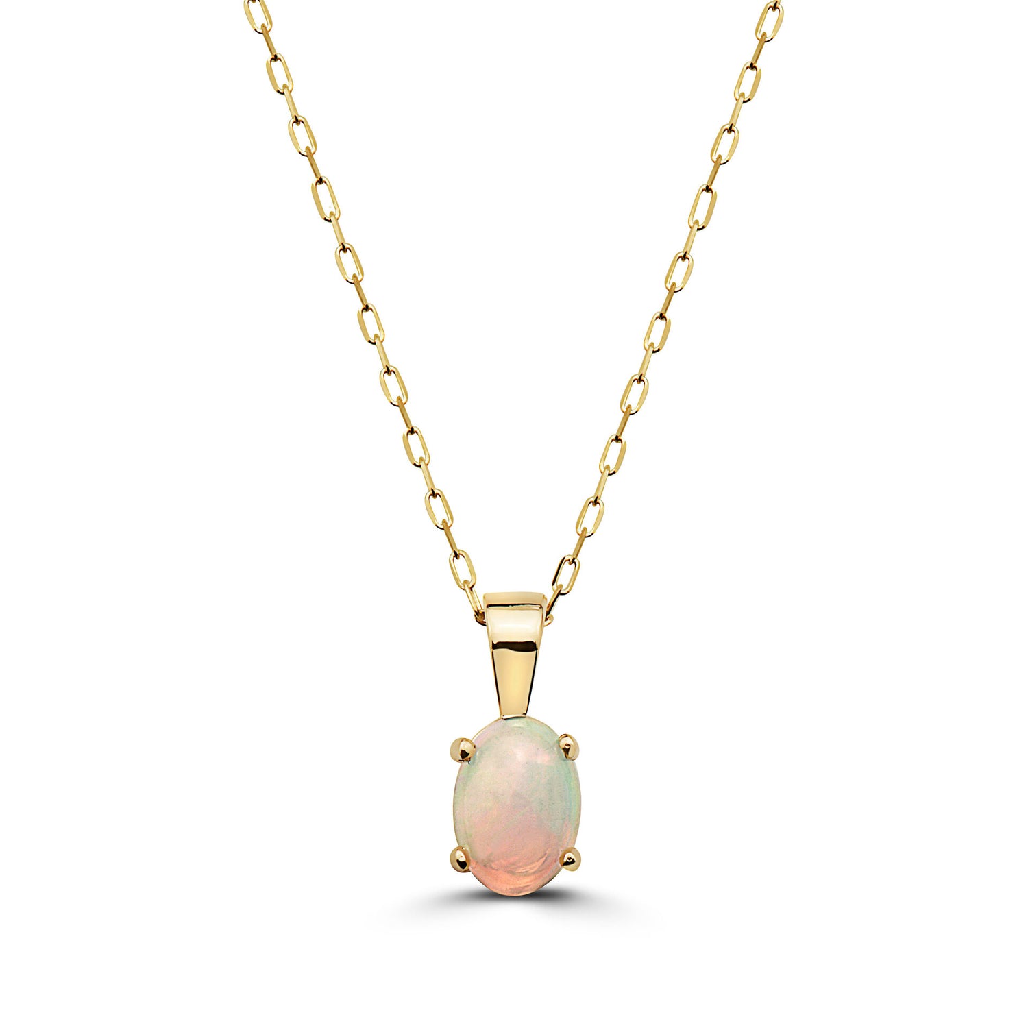 3/8 cts Multi-Color Opal Necklace in 14K Yellow Gold by Birthstone - BirthStone.com