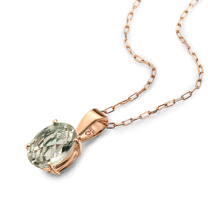 1 cts Green Green Amethyst (Prasiolite) Quartz Necklace in 14K Rose Gold by Birthstone - BirthStone.com