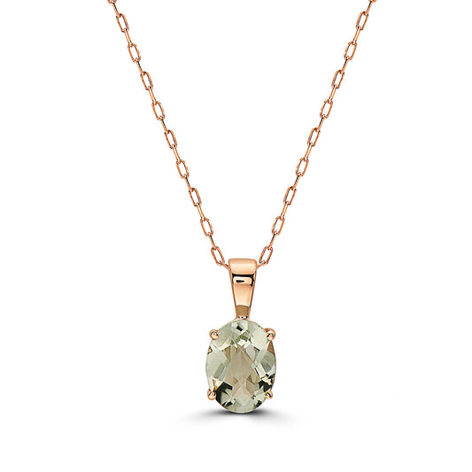 1 cts Green Green Amethyst (Prasiolite) Quartz Necklace in 14K Rose Gold by Birthstone - BirthStone.com