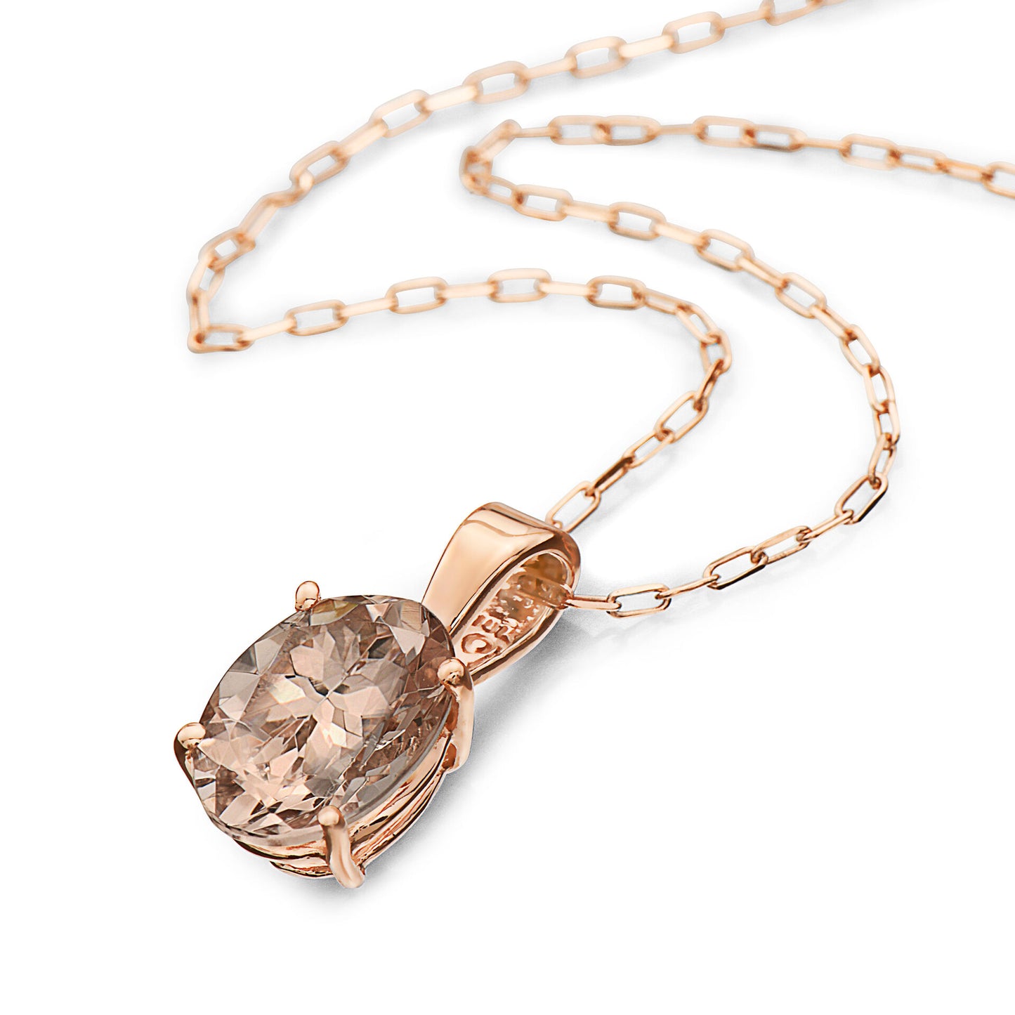 3/4 cts Pink Morganite Necklace in 14K Rose Gold by Birthstone - BirthStone.com