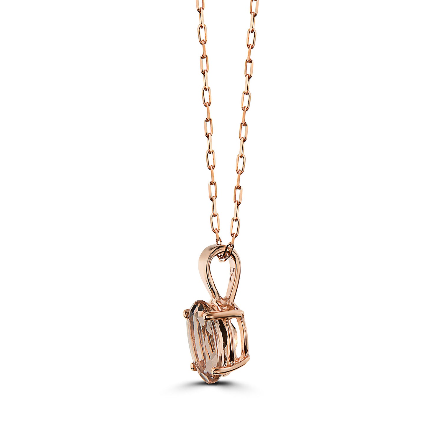 3/4 cts Pink Morganite Necklace in 14K Rose Gold by Birthstone - BirthStone.com