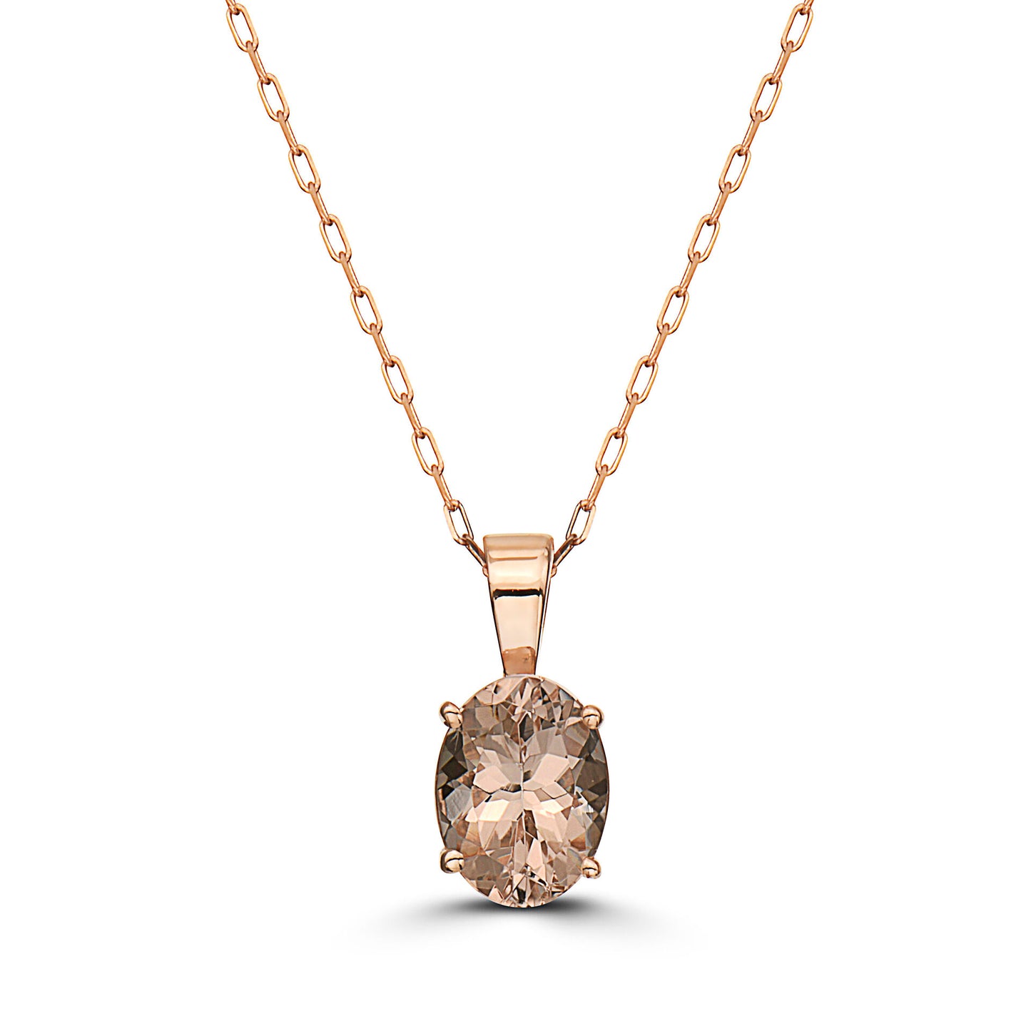 3/4 cts Pink Morganite Necklace in 14K Rose Gold by Birthstone - BirthStone.com