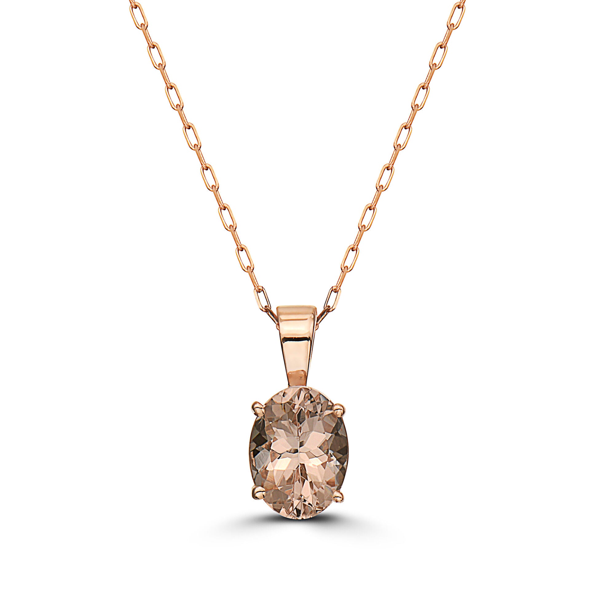 3/4 cts Pink Morganite Necklace in 14K Rose Gold by Birthstone - BirthStone.com