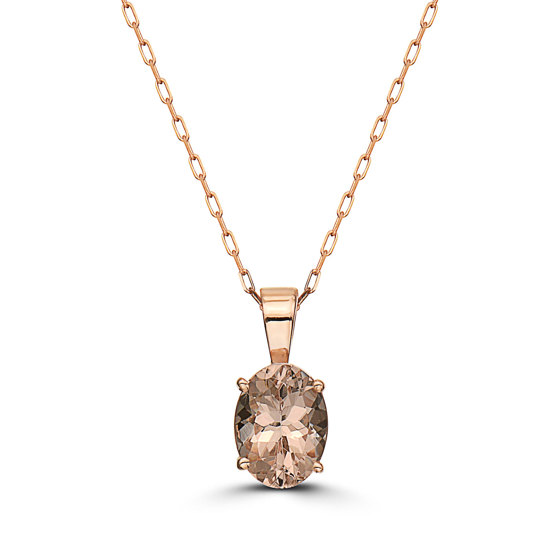 1 1/4 cts Pink Morganite and Diamond Necklace in 14K Rose Gold by Birt -  BirthStone.com