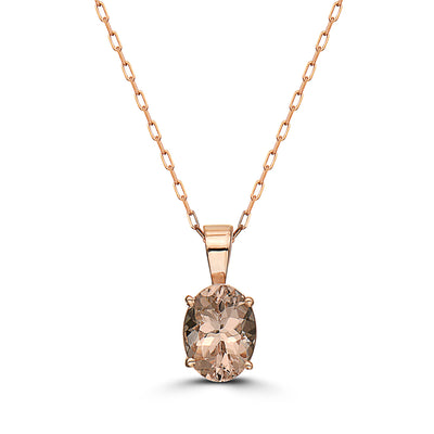 Solid Rose Gold Saharan Desert Diamond Morganite Necklace - KTCollection