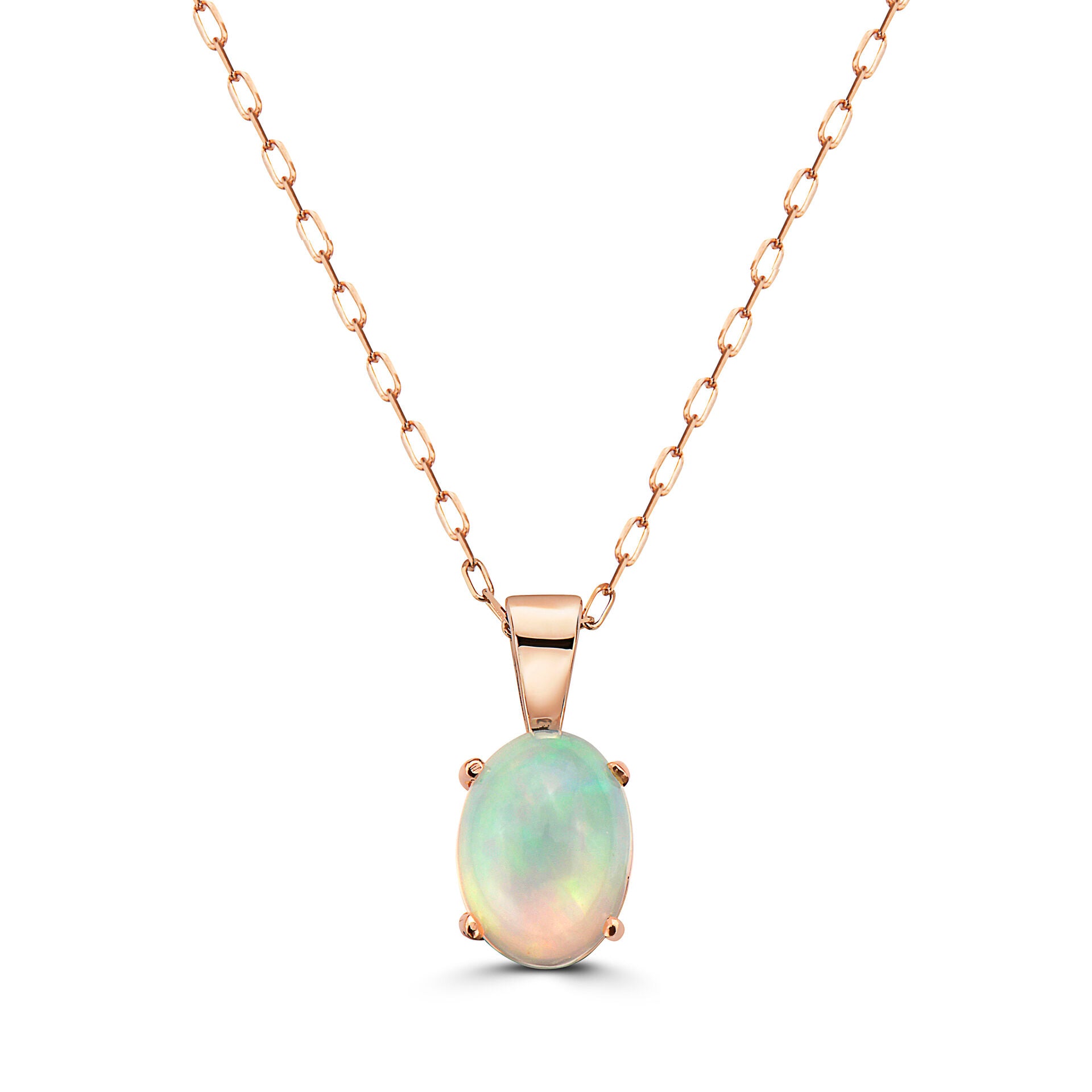 3/4 cts Multi-Color Opal Necklace in 14K Rose Gold by Birthstone - BirthStone.com