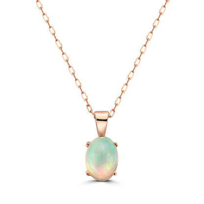 3/4 cts Multi-Color Opal Necklace in 14K Rose Gold by Birthstone - BirthStone.com