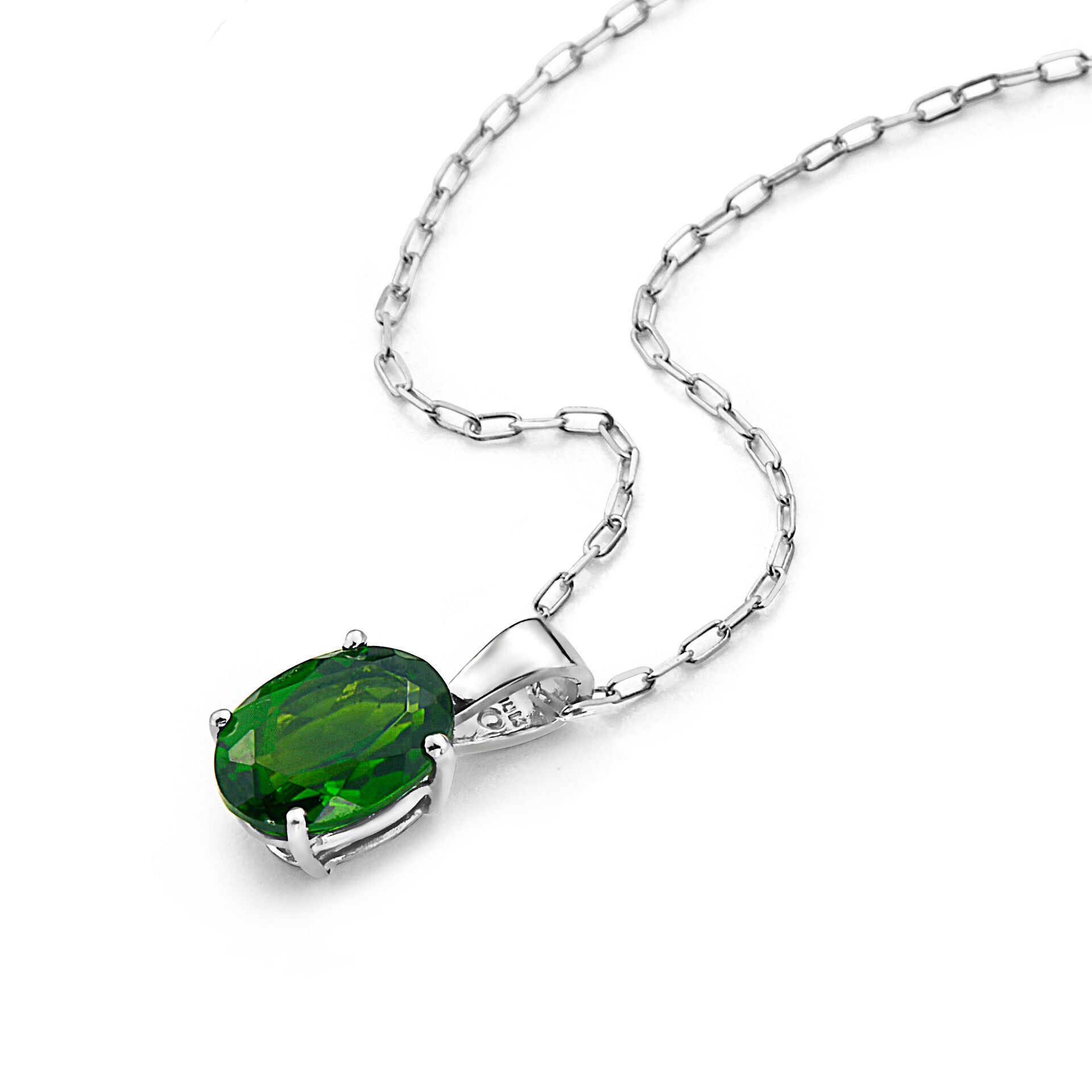 1 1/8 cts Green Chrom Diopside Necklace in 14K White Gold by Birthstone - BirthStone.com