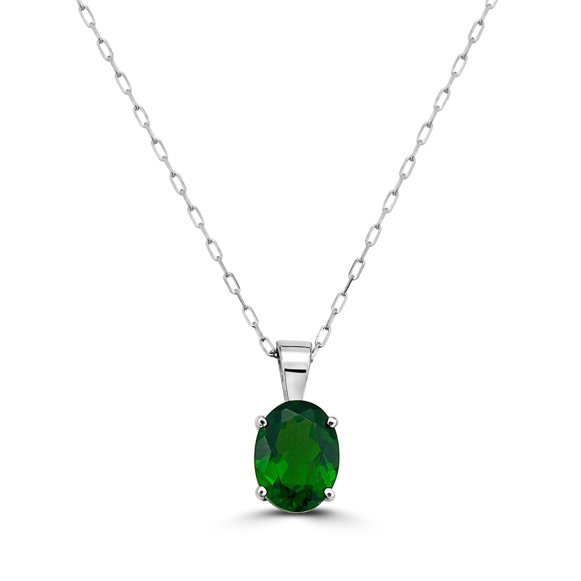 1 1/8 cts Green Chrom Diopside Necklace in 14K White Gold by Birthstone - BirthStone.com