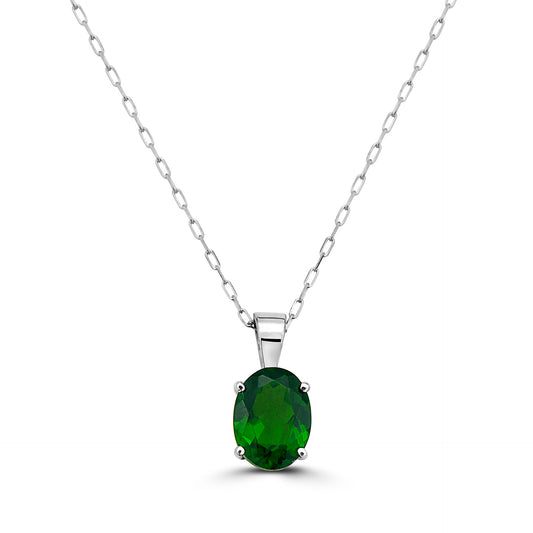 1 1/8 cts Green Chrom Diopside Necklace in 14K White Gold by Birthstone - BirthStone.com