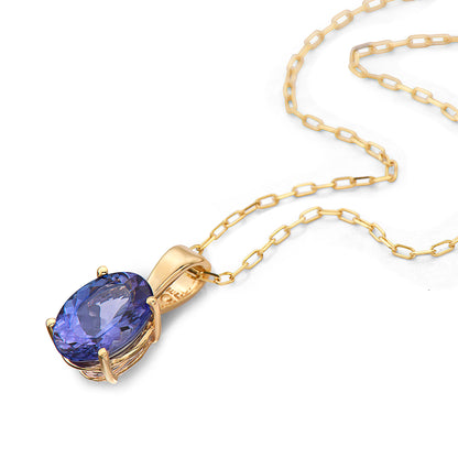 1 cts Blue Tanzanite Necklace in 14K Yellow Gold by Birthstone - BirthStone.com