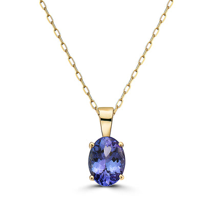 1 cts Blue Tanzanite Necklace in 14K Yellow Gold by Birthstone - BirthStone.com