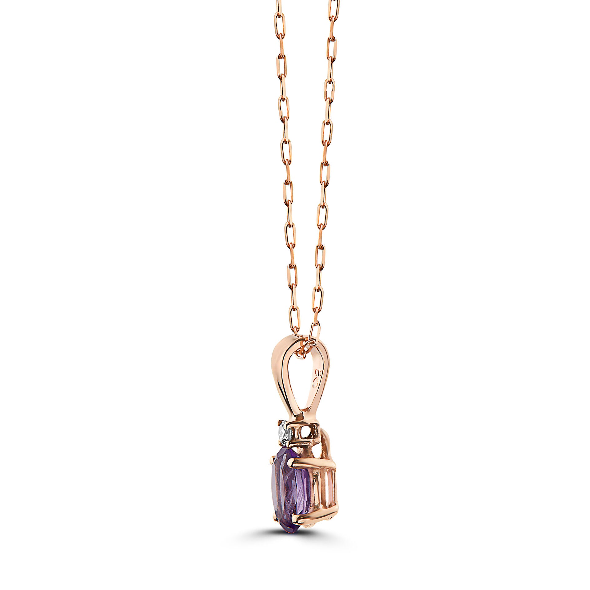 3/8 cts Purple Amethyst and Diamond Necklace in 14K Rose Gold by Birthstone - BirthStone.com