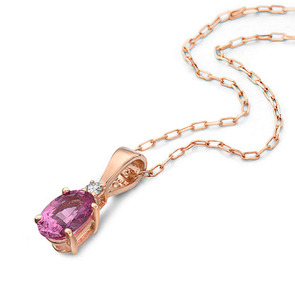 1/2 cts Pink Sapphire and Diamond Necklace in 14K Rose Gold by Birthstone - BirthStone.com