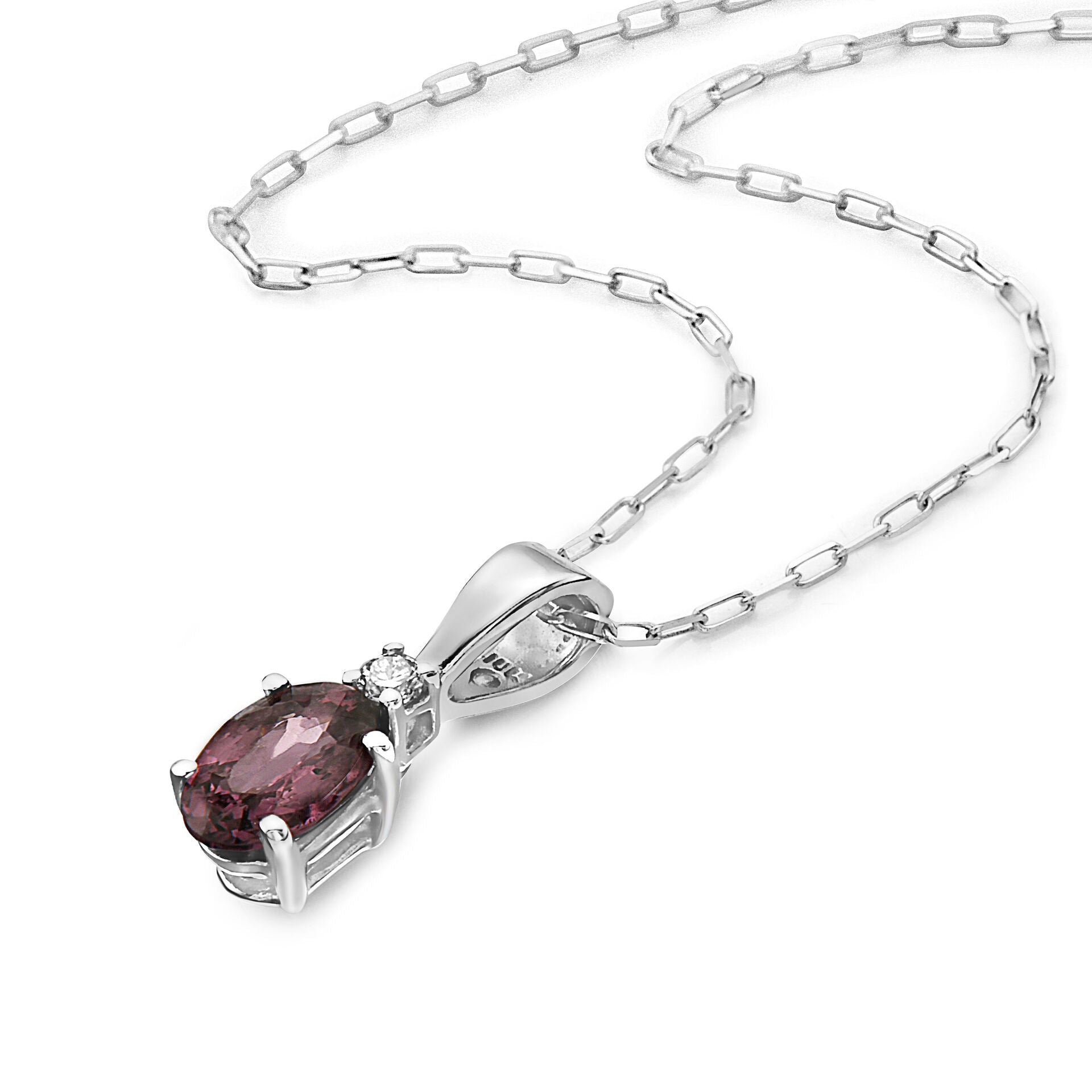 1/2 cts Purple Spinel and Diamond Necklace in 14K White Gold by Birthstone - BirthStone.com