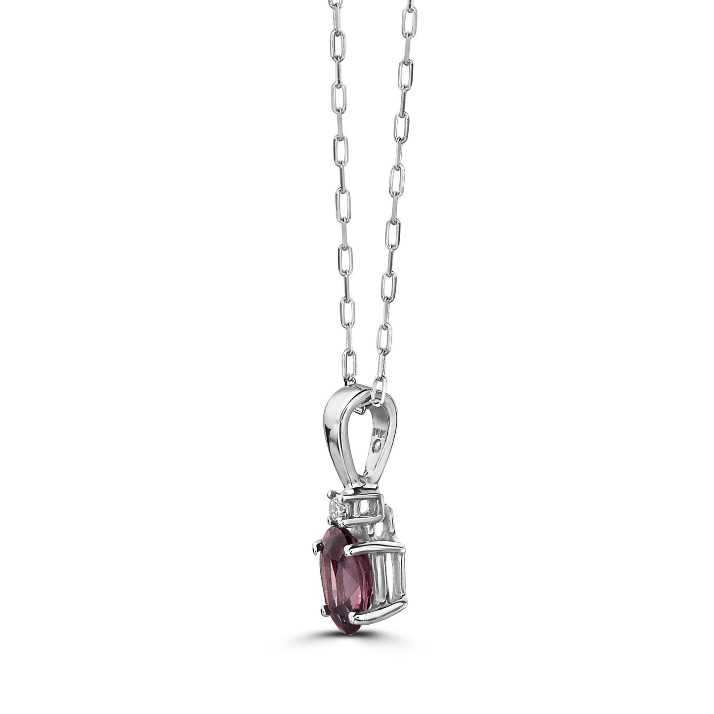 1/2 cts Purple Spinel and Diamond Necklace in 14K White Gold by Birthstone - BirthStone.com