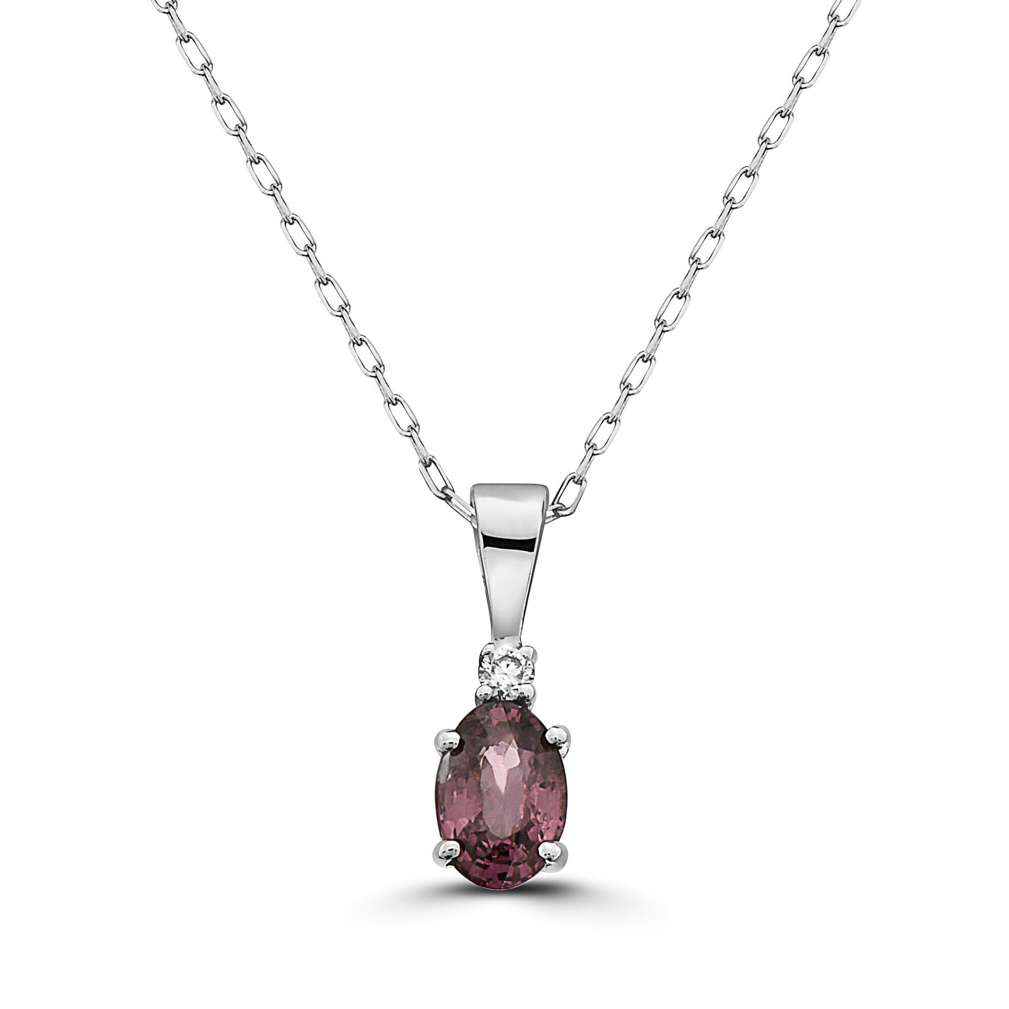 1/2 cts Purple Spinel and Diamond Necklace in 14K White Gold by Birthstone - BirthStone.com