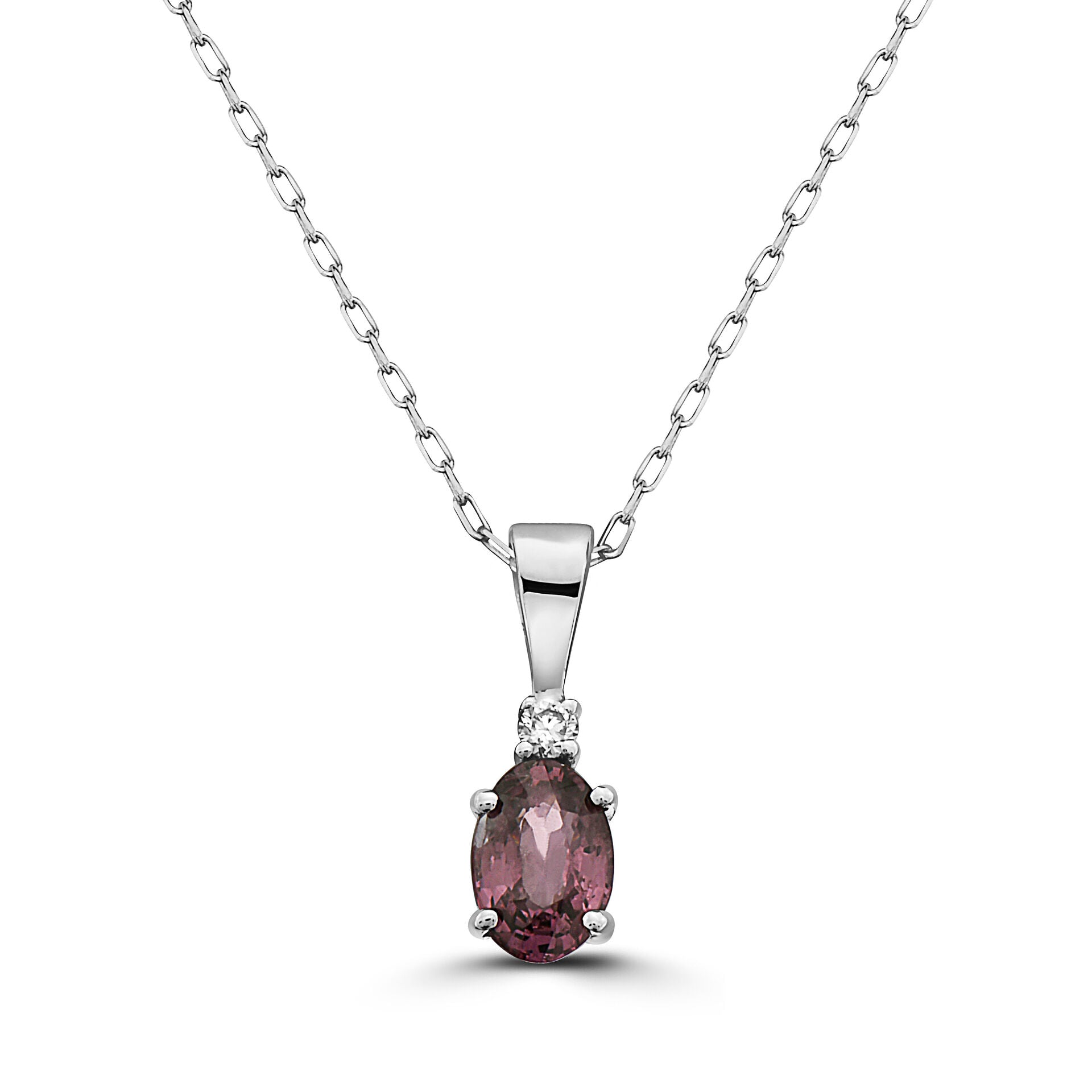 1/2 cts Purple Spinel and Diamond Necklace in 14K White Gold by Birthstone - BirthStone.com