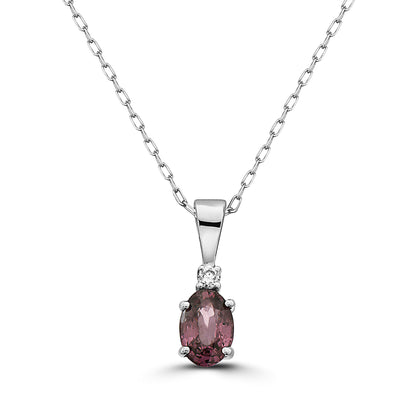 1/2 cts Purple Spinel and Diamond Necklace in 14K White Gold by Birthstone - BirthStone.com