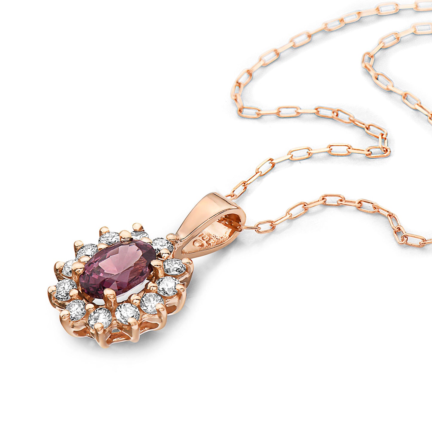 3/4 cts Purple Spinel and Diamond Necklace in 14K Rose Gold by Birthstone - BirthStone.com