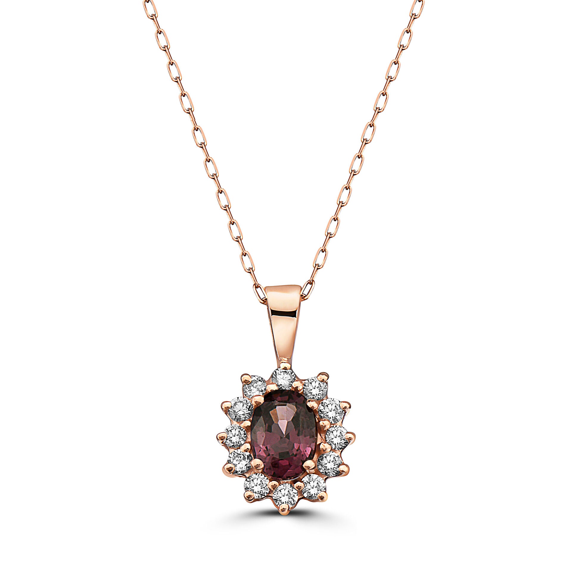 3/4 cts Purple Spinel and Diamond Necklace in 14K Rose Gold by Birthstone - BirthStone.com