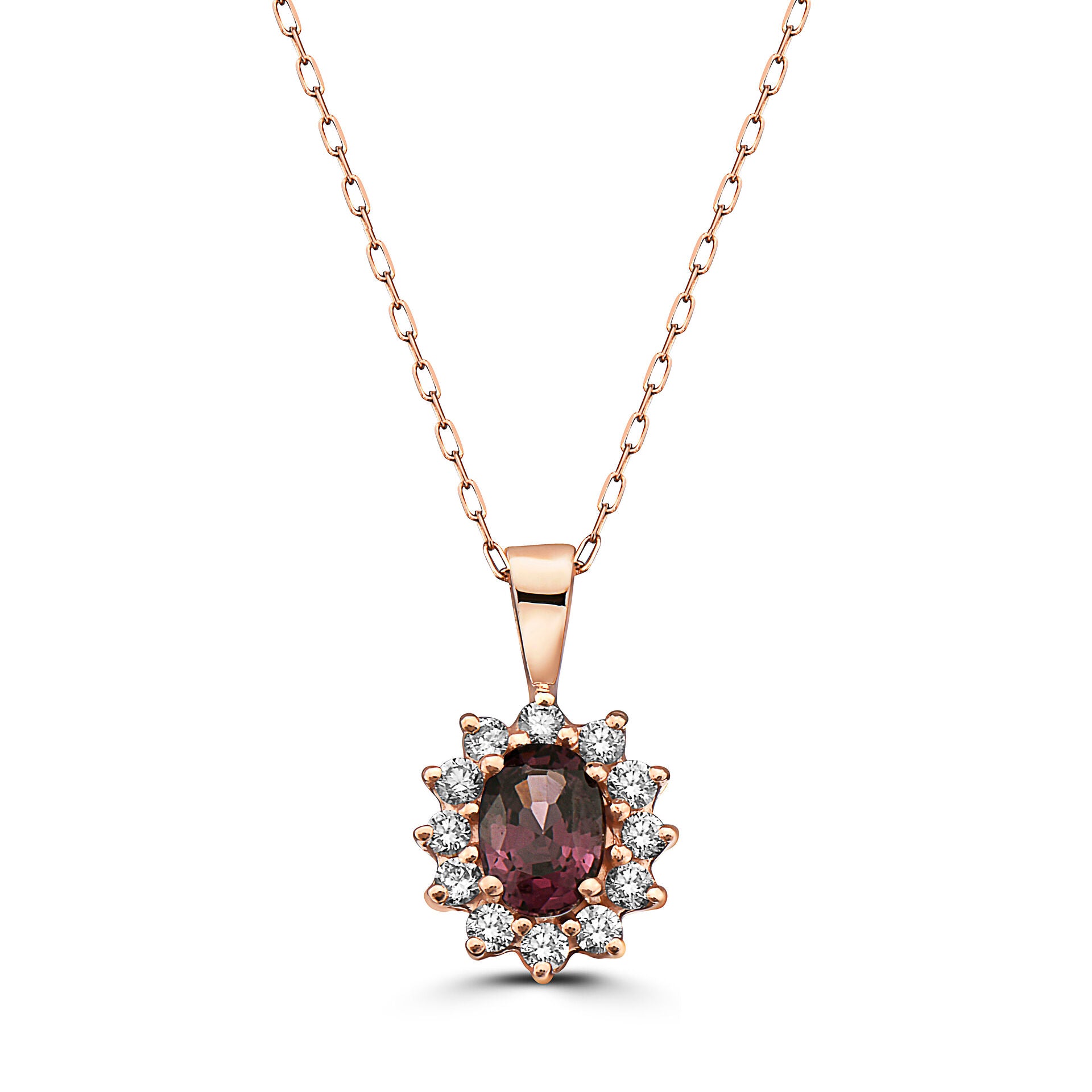 3/4 cts Purple Spinel and Diamond Necklace in 14K Rose Gold by Birthstone