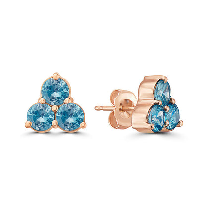 2 1/8 cts Aqua Zircon Earrings in 14K Rose Gold by Birthstone - BirthStone.com