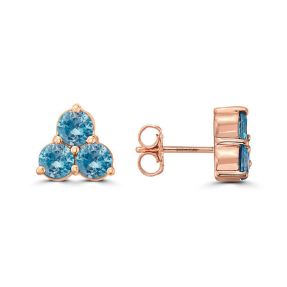 2 1/8 cts Aqua Zircon Earrings in 14K Rose Gold by Birthstone - BirthStone.com