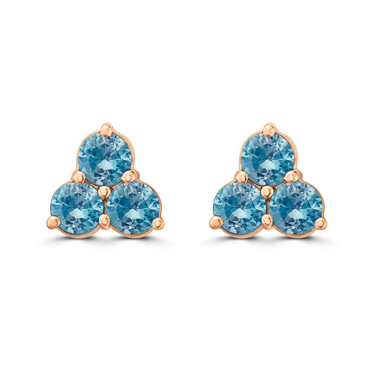 2 1/8 cts Aqua Zircon Earrings in 14K Rose Gold by Birthstone - BirthStone.com