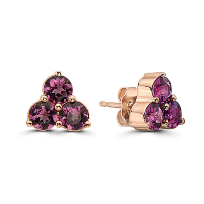 1 3/4 cts Red Rhodolite Garnet Earrings in 14K Rose Gold by Birthstone - BirthStone.com